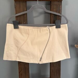 AYA MUSE Skirt Womens Size L Light Beige Asymmetrical Modern Zipper Detail‎